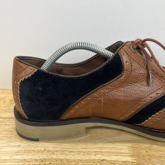 Mens Johnston & Murphy Wingtip Brogue Brown Blue Dress Derby Shoes Size 10.5 M main image 4